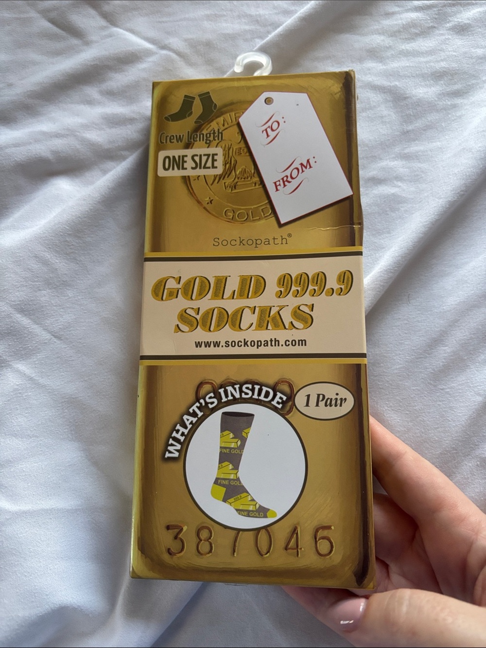 Gold 999.9 Crew Socks - One Size - Gold/Yellow Accent